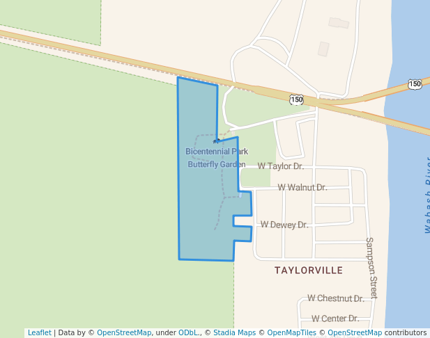 walking in Bicentennial Park map in West Terre Haute