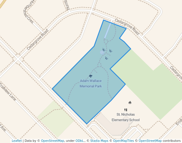 walking in Adam Wallace Memorial Park map in Bolton