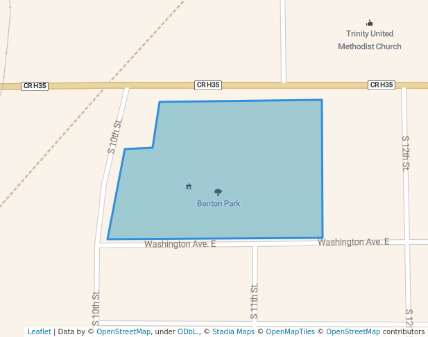 walking in Benton Park map in Albia