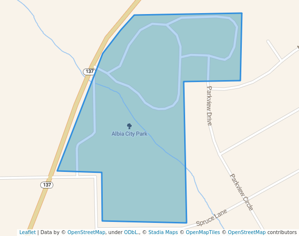 walking in Albia City Park map in Albia