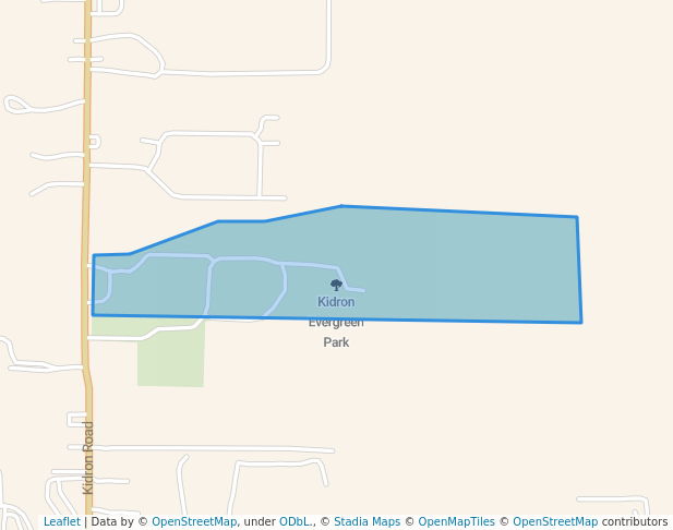 walking in Kidron Evergreen Park map in Dalton