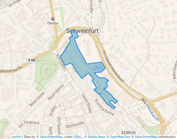 walking in Motherwell-Park map in Schweinfurt