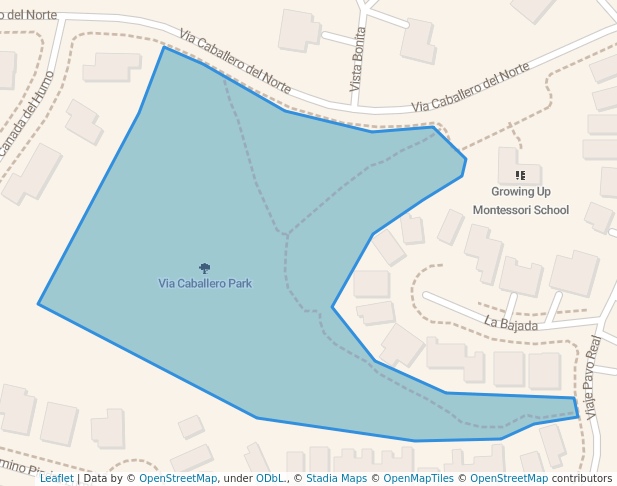 walking in Via Caballero Park map in Santa Fe