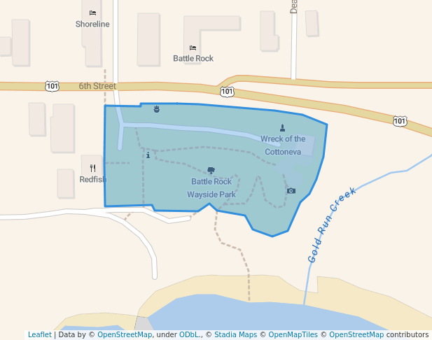 walking in Battle Rock Wayside Park map in Port Orford