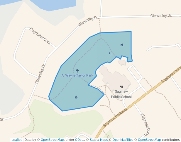 walking in A. Wayne Taylor Park map in Cambridge