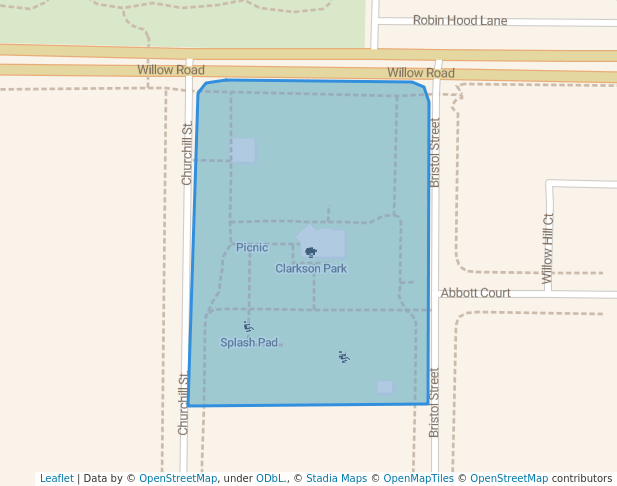 walking in Clarkson Park map in Northfield