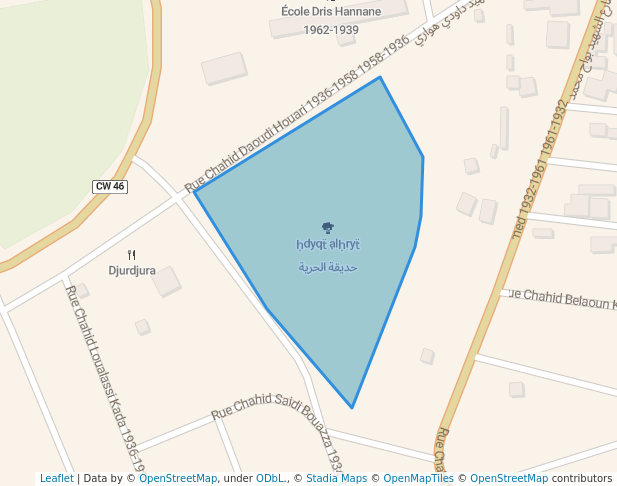 walking in حديقة الحرية map in Hassi Bounif