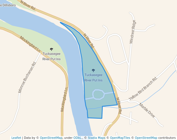 walking in Tuckasegee River Put Ins map in Sylva