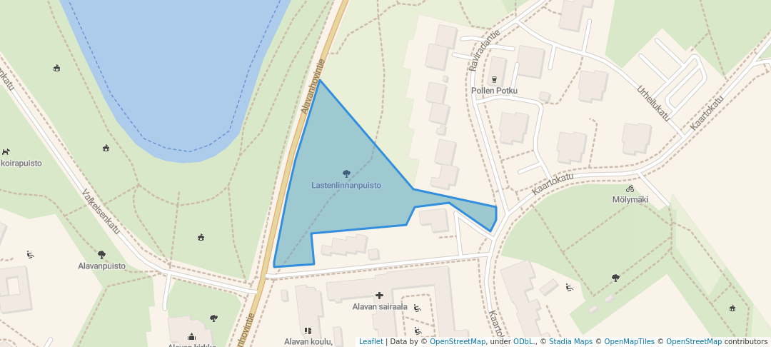 walking in Lastenlinnanpuisto map in Kuopio