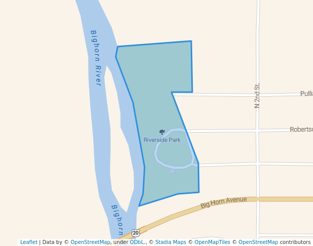 walking in Riverside Park map in Worland