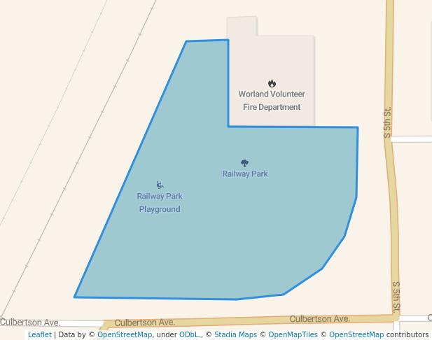 walking in Railway Park map in Worland