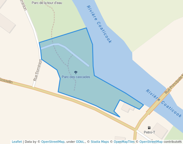 walking in Parc des cascades map in Waterville