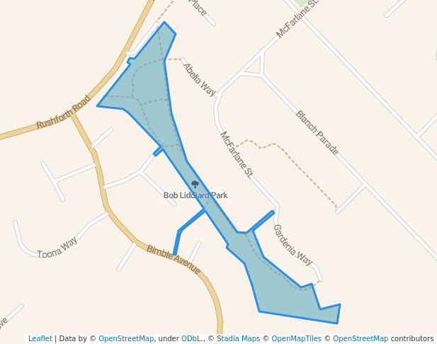 walking in Bob Liddiard Park map in South Grafton