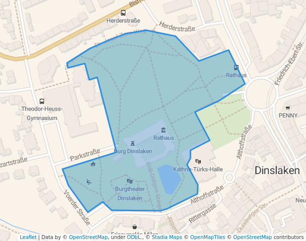 walking in Stadtpark Dinslaken map in Dinslaken