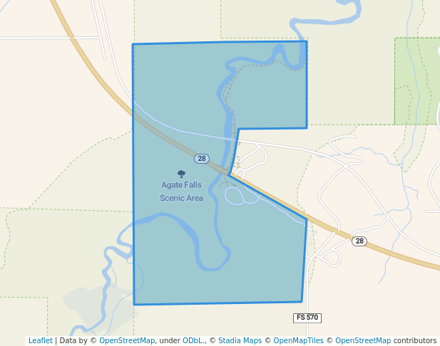 walking in Agate Falls Scenic Area map in Trout Creek