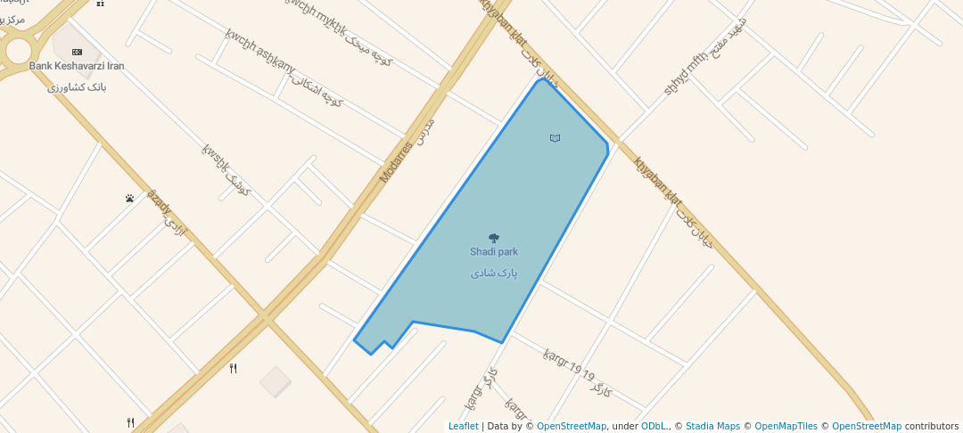 walking in Shadi park map in Dargaz