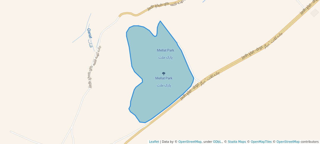 walking in Mellat Park map in Dargaz