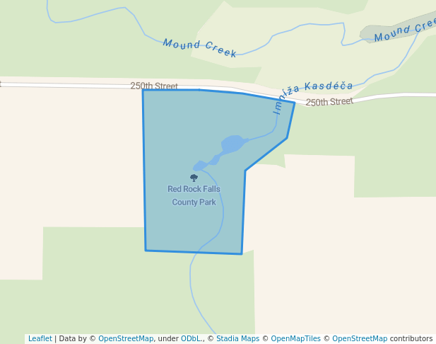 walking in Red Rock Falls County Park map in Sanborn