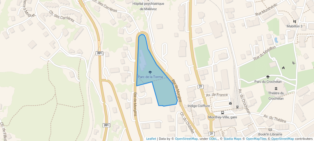 walking in Parc de la Torma map in Monthey