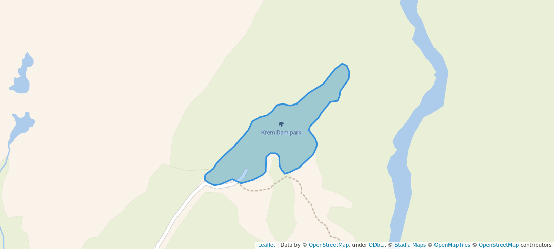 walking in Krem Dam Recreation map in Dongshiling
