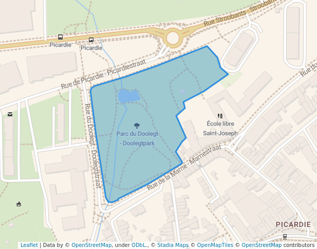 walking in Parc du Doolegt map in Evere