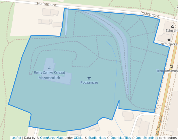 walking in Podzamcze map in Sochaczew