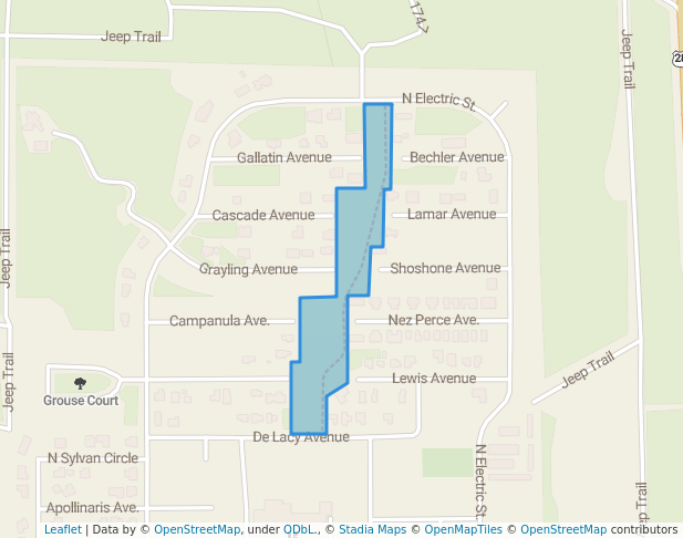 walking in Linear Park map in West Yellowstone