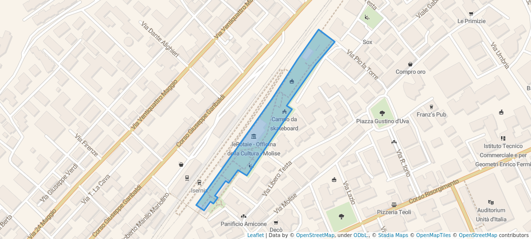 walking in Parco Urbano della Stazione Ferroviaria map in Isernia