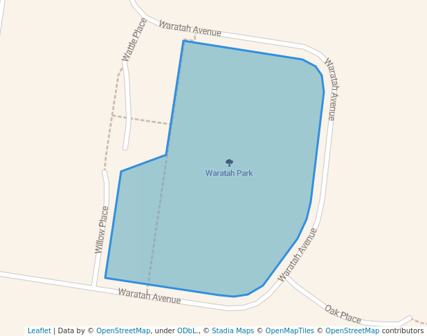 walking in Waratah Park map in Inverell