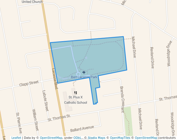 walking in Bert Lacasse Park map in Tecumseh