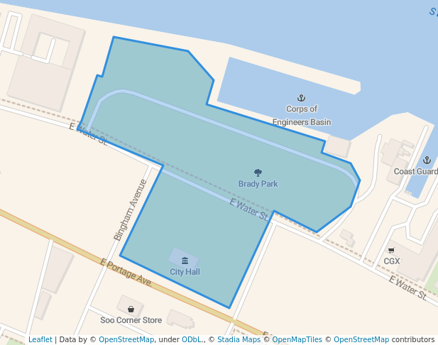 walking in Brady Park map in Sault Ste. Marie