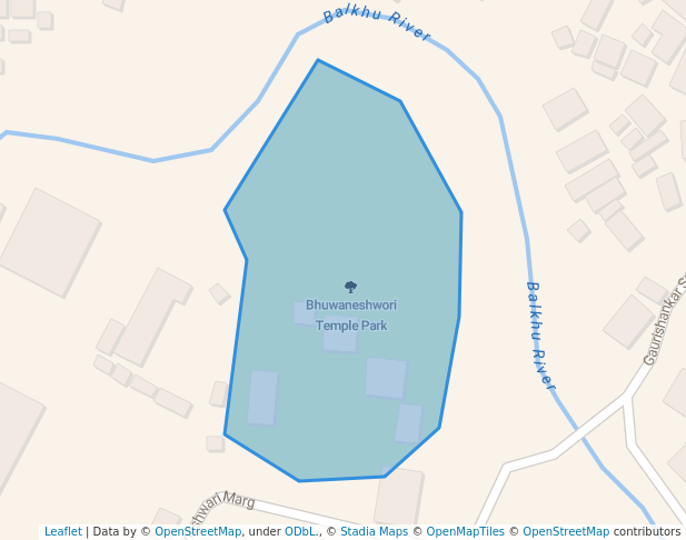 walking in Bhuwaneshwori Temple Park map in Kathmandu