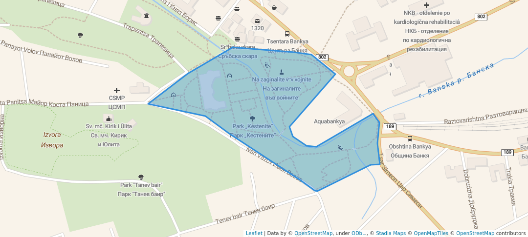 walking in Park „Kestenite“ map in Bankya