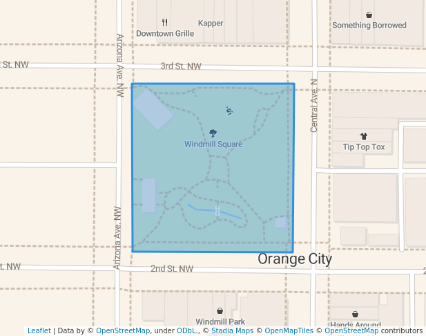 walking in Windmill Square map in Orange City