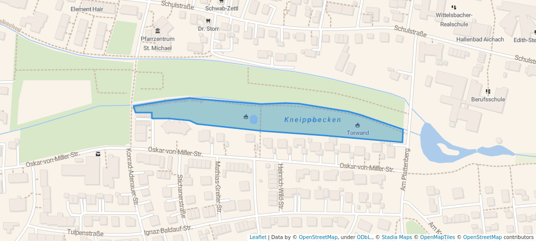 walking in Stadtpark map in Aichach