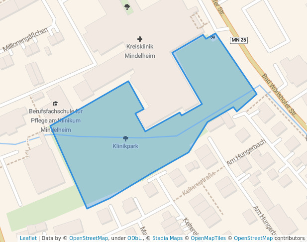 walking in Klinikpark map in Mindelheim