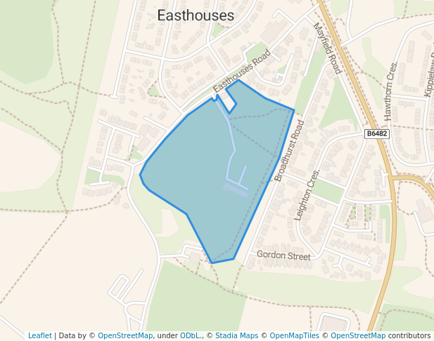 walking in Easthouses Park map in Easthouses