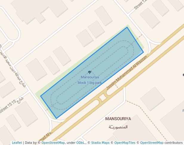 Mansouriya block 1 big park in Kuwait City | Map and Routes