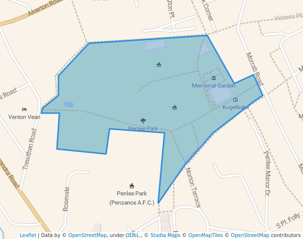 walking in Penlee Park map in Penzance