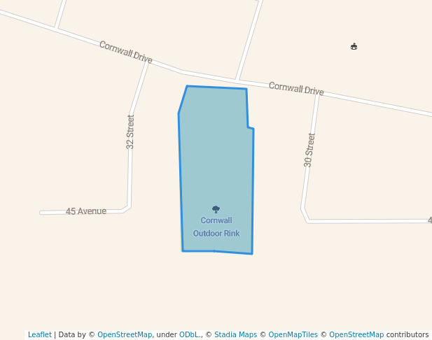 walking in Cornwall Outdoor Rink map in Athabasca