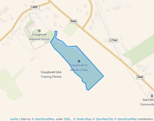 walking in Craughwell AC Athletics Park map in Craughwell