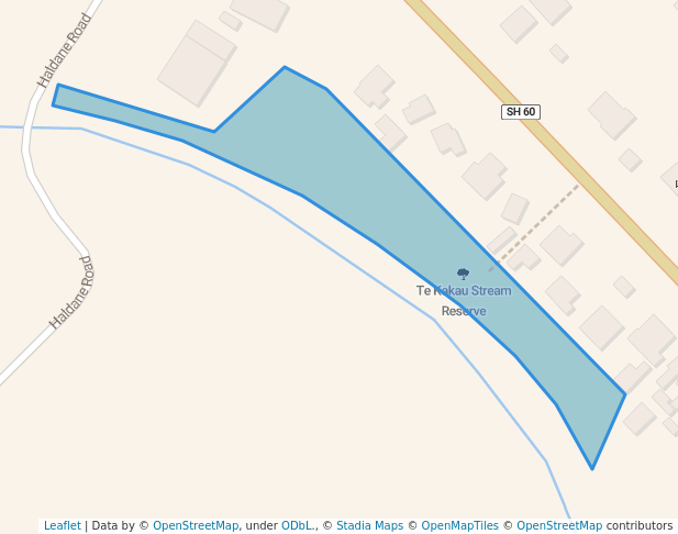 walking in Te Kakau Stream Reserve map in Tākaka