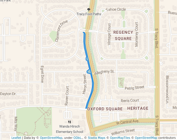 walking in Tracy Foot Paths map in Tracy