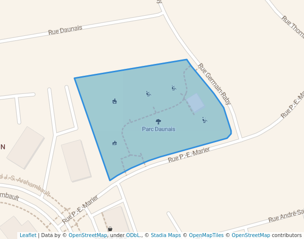 walking in Parc Daunais map in Terrebonne