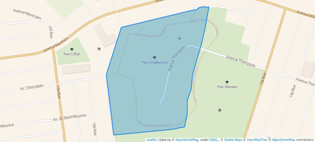 walking in Parc Chadbourne map in Rouyn-Noranda
