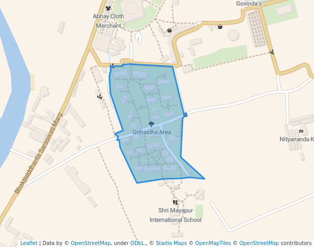 walking in Grihastha Area map in Mayapur