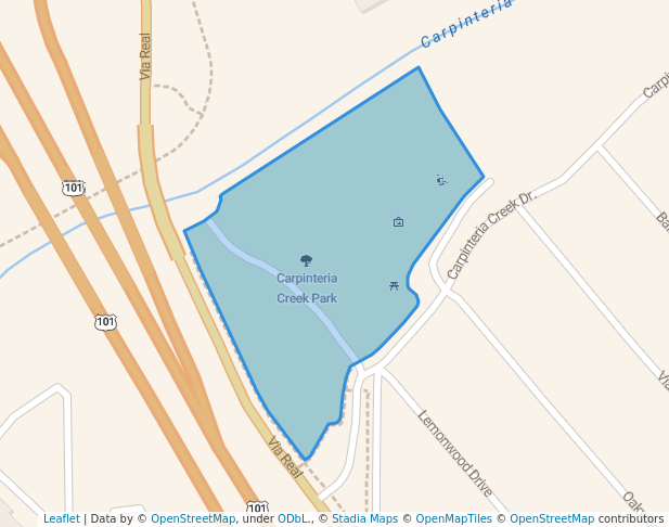 walking in Carpinteria Creek Park map in Carpinteria