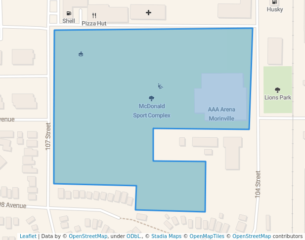 walking in McDonald Sport Complex map in Morinville