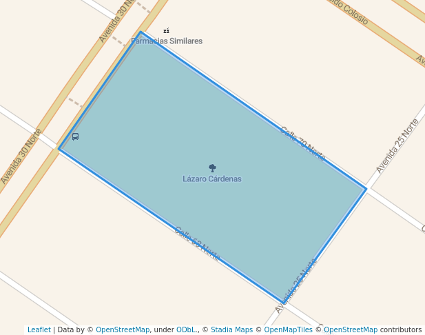 walking in Lázaro Cárdenas map in Playa del Carmen