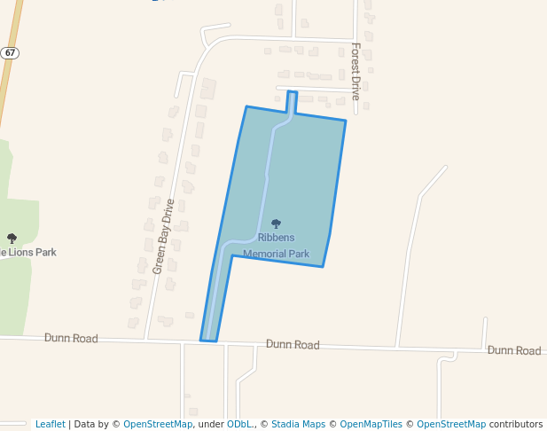 walking in Ribbens Memorial Park map in Mayville